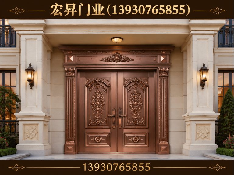 河北沧州经济开发区别墅入户铜门展示图